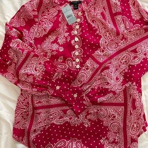 Red printed Ann Taylor blouse